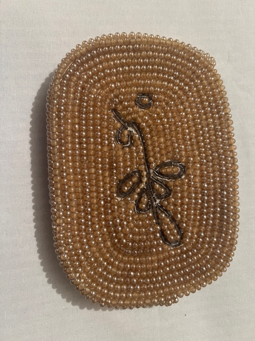 VTG 1950s Japan Faux Pearl Beaded Clutch 50s Champagne Pearl